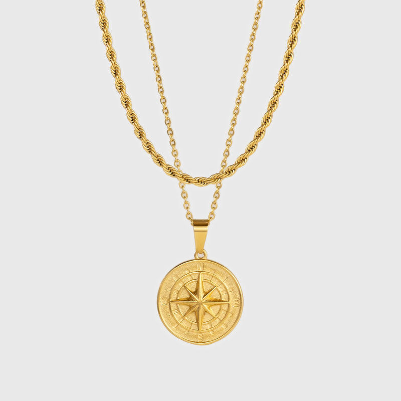 Compass X Rope Chain 5mm Set (Gold)