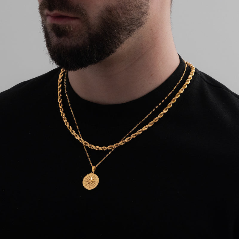 Compass X Rope Chain 5mm Set (Gold)